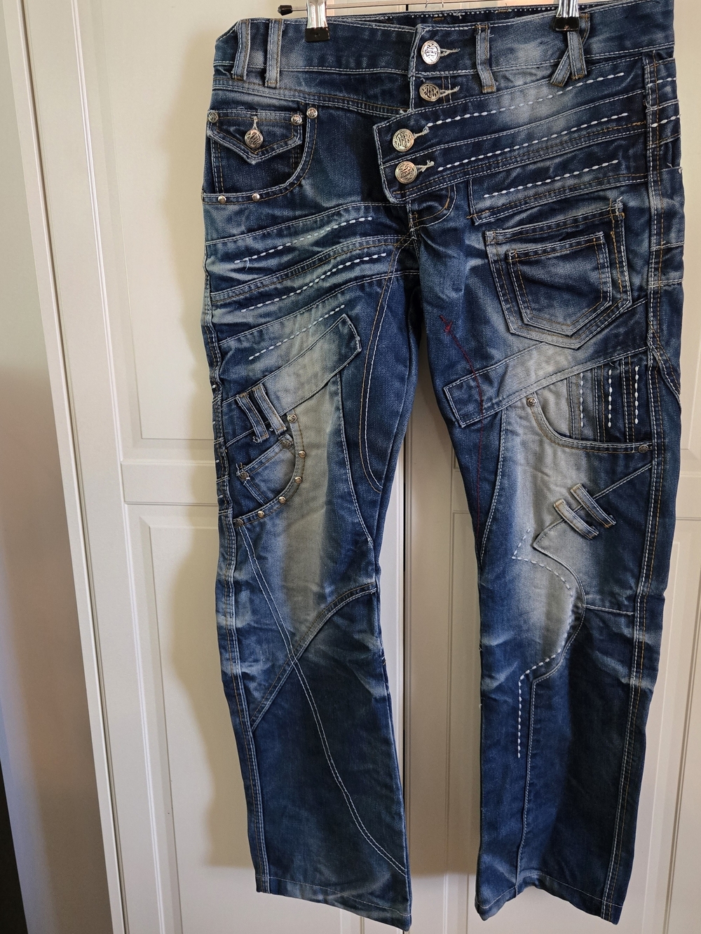Women’s Distressed Blue Patchwork Jeans